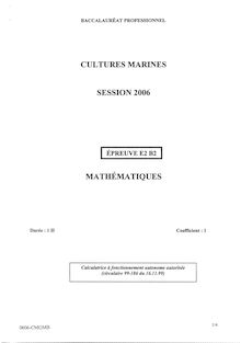 Mathématiques 2006 Bac Pro - Cultures marines