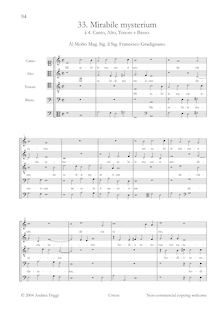 Partition Vocal et continuo score, Mirabile mysterium à , Canto, Alto, ténor e Basso