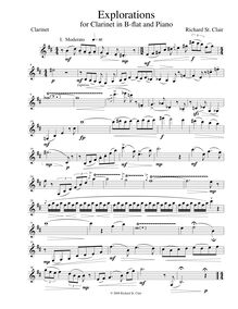 Partition clarinette , partie, Explorations, St. Clair, Richard