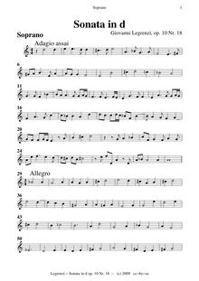 Partition parties (enregistrements S A T B), 18 sonates, Op.10, La Cetra