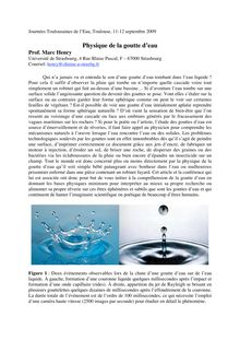 Physique de la goutte d eau par le Pr Marc Henry