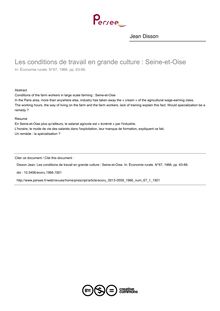 Les conditions de travail en grande culture : Seine-et-Oise - article ; n°1 ; vol.67, pg 63-66