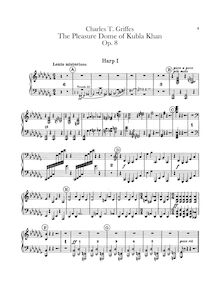 Partition harpe 1, 2, pour Pleasure Dome of Kubla Khan, Griffes, Charles Tomlinson