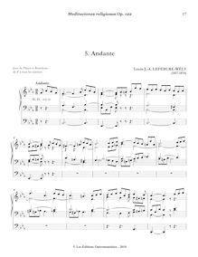 Partition , Andante, Meditaciones religiosas, Op.122, Lefébure-Wély, Louis James Alfred