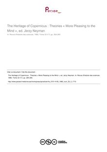 The Heritage of Copernicus : Theories « More Pleasing to the Mind », ed. Jerzy Neyman  ; n°3 ; vol.33, pg 264-265