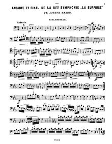 Partition de violoncelle, Symphony No.94 en G major “Paukenschlag”