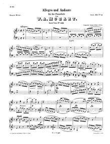 Partition Allegro et Andante, K.533, Piano Sonata No.15, F major