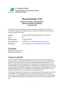 Macroeconomie - Macroéconomie (CM)