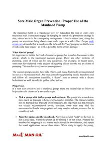 Sore Male Organ Prevention: Proper Use of the Manhood Pump