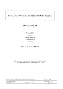 Technologie 2006 BTS Assistant en création industrielle