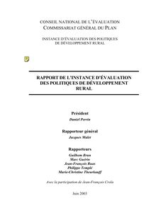 Les politiques de développement rural : rapport de l instance d évaluation présidée par Daniel Perrin