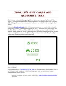 Xbox Live Gift Cards and Redeeming them offgamers