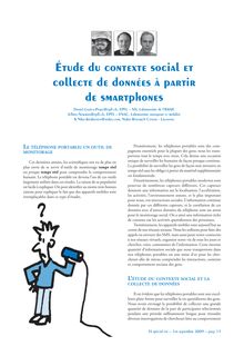 Etude du contexte social et collecte de données à partir de  smartphones