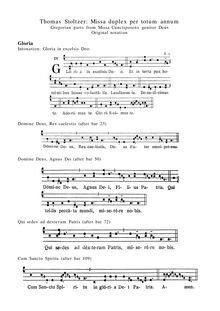 Partition Chant notation of pour Gregorian intonations, Missa duplex per totum annum