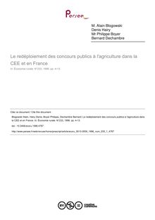 Le redéploiement des concours publics à l agriculture dans la CEE et en France - article ; n°1 ; vol.233, pg 4-13