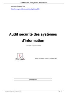 Audit sécurité des systèmes d information