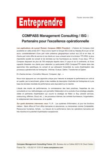 COMPASS Management Consulting / ISG : Partenaire pour l excellence opérationnelle