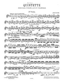 Partition violon II, Quintette pour piano, deux violons, alto et violoncelle