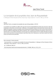 La conception de la prophétie chez Jean de Roquetaillade - article ; n°2 ; vol.102, pg 557-576