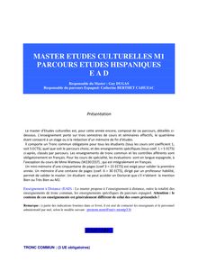 Programme - MASTER ETUDES CULTURELLES M1 PARCOURS ETUDES ...