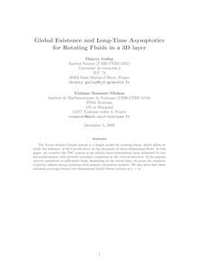 Global Existence and Long Time Asymptotics for Rotating Fluids in a 3D layer