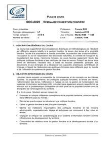 SCG6020 -Séminaire gestion foncière - Plan de cours (A10)