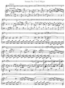 Partition No.5 en G Major, violon sonates, Haydn, Joseph