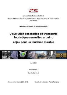 L évolution des modes de transports touristiques en milieu urbain ...