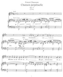 Partition Transcription pour Soprano et Piano, Chanson perpétuelle, Op. 37