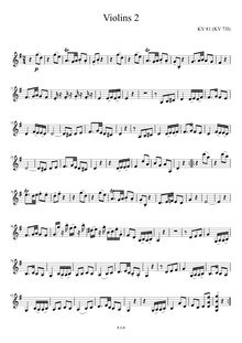 Partition violons II , partie, Symphony No.44, D major, Mozart, Wolfgang Amadeus