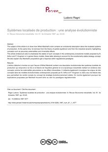 Systèmes localisés de production : une analyse évolutionniste - article ; n°1 ; vol.81, pg 23-40