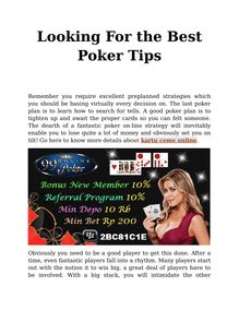 Looking For the Best Poker Tips