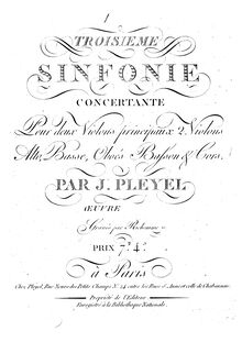 Partition violons II, Sinfonie concertante No.3, A major, Pleyel, Ignaz
