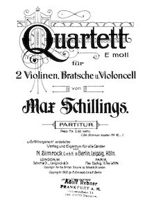 Partition complète, corde quatuor, E minor, Schillings, Max von