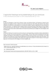 L approche historique et la problématique du jus commune - article ; n°4 ; vol.52, pg 717-731