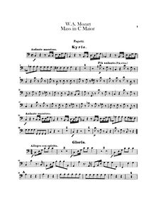 Partition basson 1/2, Mass, Krönungsmesse ; Coronation Mass ; Mass No.15 ; Missa