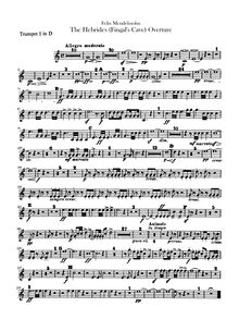 Partition trompette 1 (D), 1 (B♭), 2 (D), 2 (B♭), pour Hebrides, Op.26
