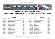 RACECAR EURO SERIES 2011 REGLEMENT TECHNIQUE  TECHNICAL REGULATIONS