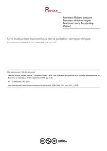 Une évaluation économique de la pollution atmosphérique - article ; n°1 ; vol.307, pg 3-20