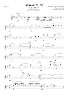 Partition flûtes 1, 2, Symphony No.38, Prague Symphony, D major