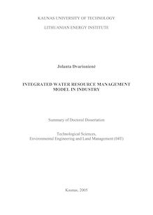 Pramonės įmonių vandens išteklių integruoto valdymo modelis ; Integrated water resource management model in industry