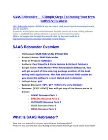 SAAS Rebrander REVIEW and GIANT $21600 bonuses