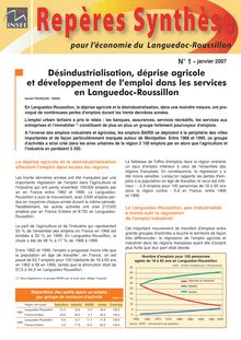 Désindustrialisation, déprise agricole et développement de l emploi dans les services en Languedoc-Roussillon