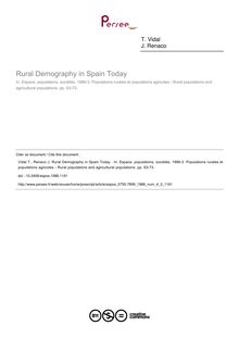 Rural Demography in Spain Today  - article ; n°3 ; vol.4, pg 63-73