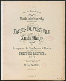 Partition complète, Faust-Ouverture, Mayer, Emilie par Emilie Mayer