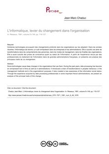 L informatique, levier du changement dans l organisation - article ; n°49 ; vol.9, pg 119-127