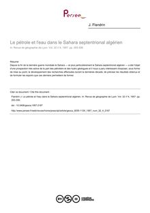 Le pétrole et l eau dans le Sahara septentrional algérien - article ; n°4 ; vol.32, pg 293-306