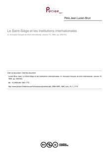 Le Saint-Siège et les Institutions internationales - article ; n°1 ; vol.10, pg 536-542