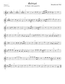Partition ténor viole de gambe 2, octave aigu clef, madrigaux pour 5 voix par  Rinaldo del Mel par Rinaldo del Mel