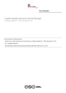 L option double zéro et le sort de l Europe - article ; n°1 ; vol.53, pg 73-78